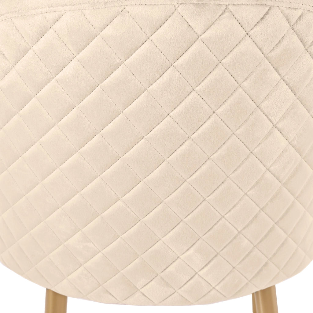 Sedia da pranzo in velluto beige con gambe dorate