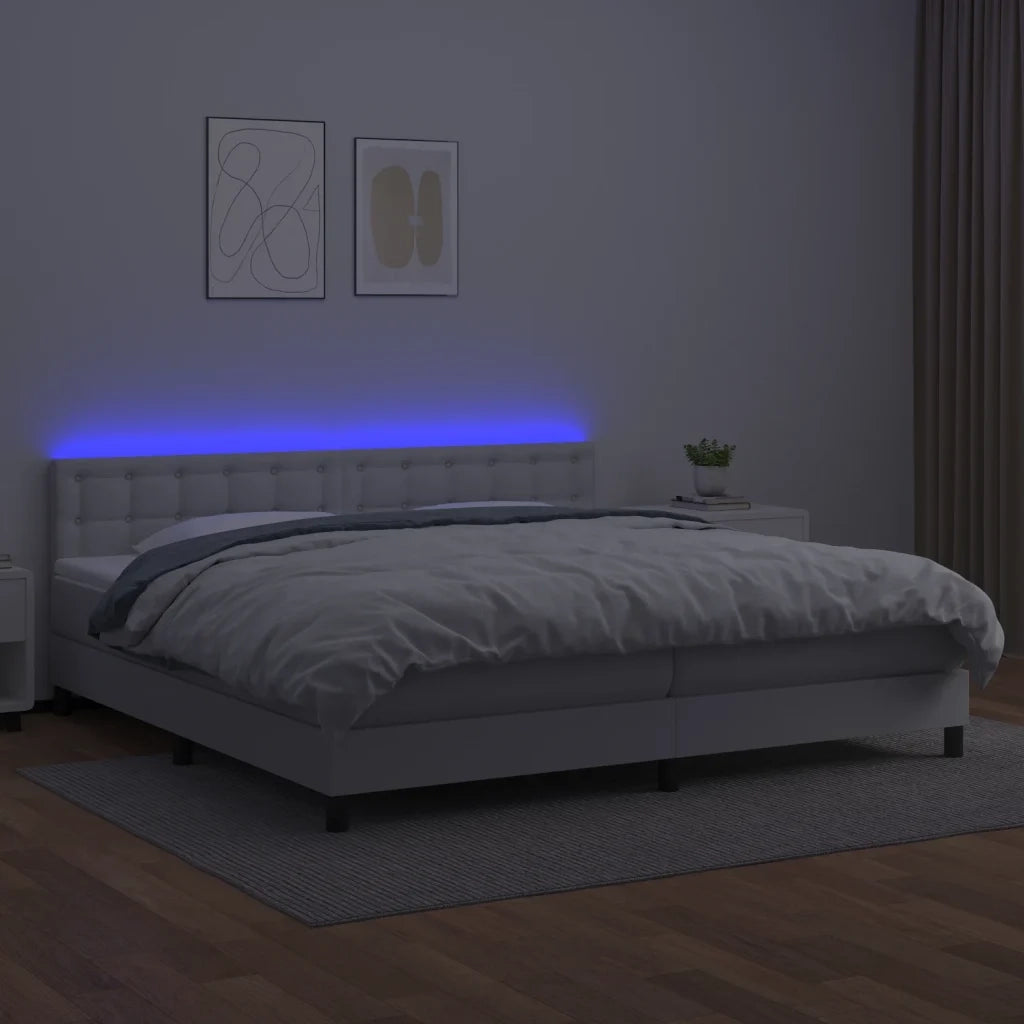 Giroletto Molle con Materasso e LED Bianco 200x200cm Similpelle 3134244