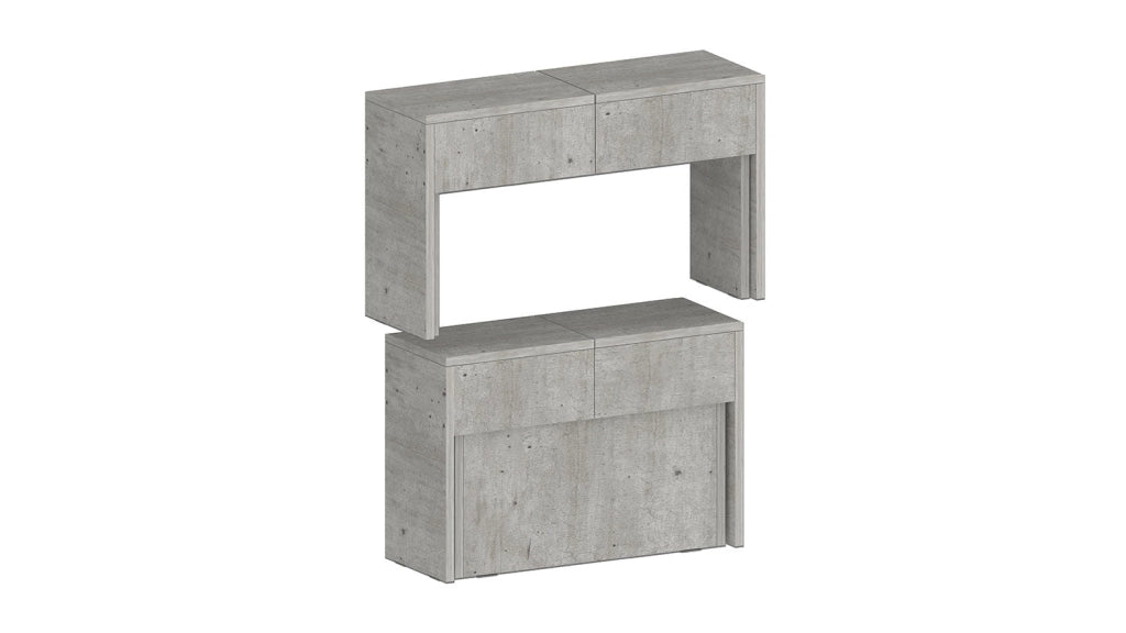 Set 2 Panche Allungabili 66/290x25x45 cm Pratika Singola A e B Cemento
