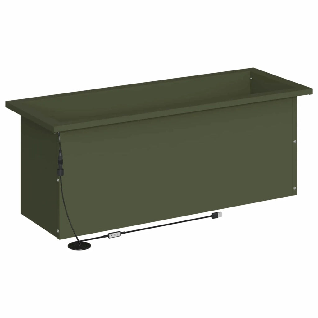 Fioriera da giardino con LED Verde Oliva 30 x 80 x 30 cm 8008104