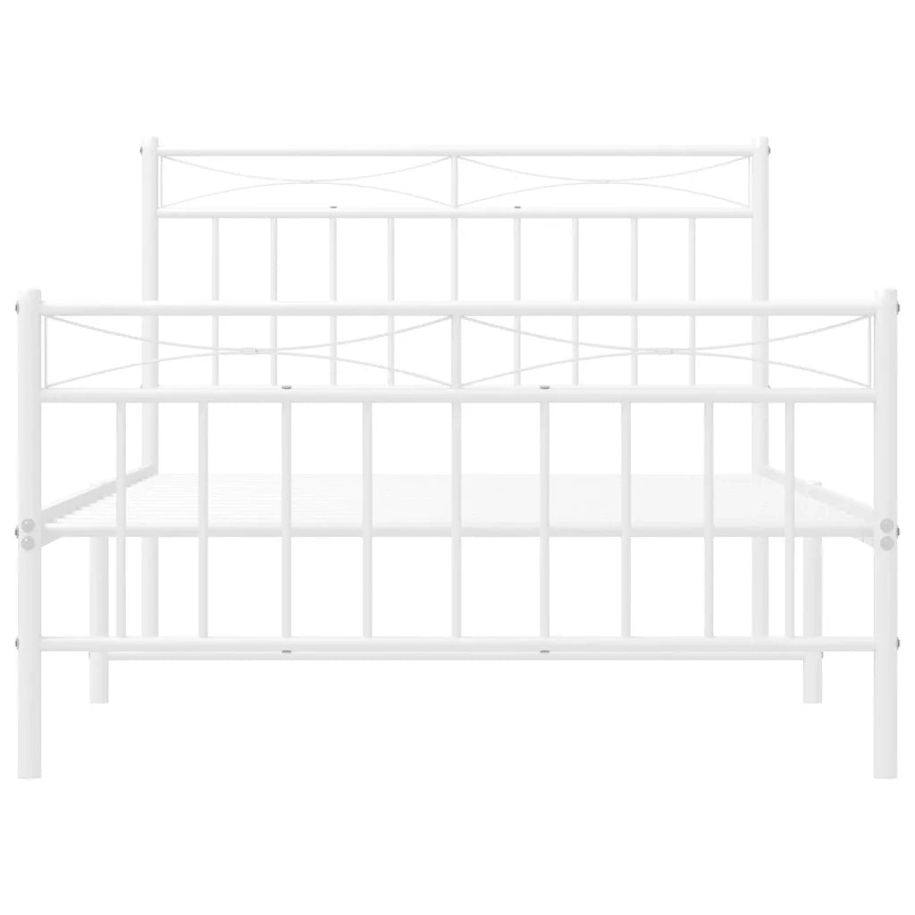 Giroletto con Testiera e Pediera Metallo Bianco 100x200 cm 373753