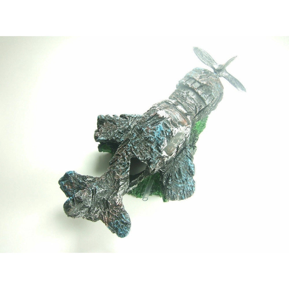 Trade Shop - Decorazione Per Acquario Rottame Aereo Con Elica Resina Pesci Acqua Ornamento -