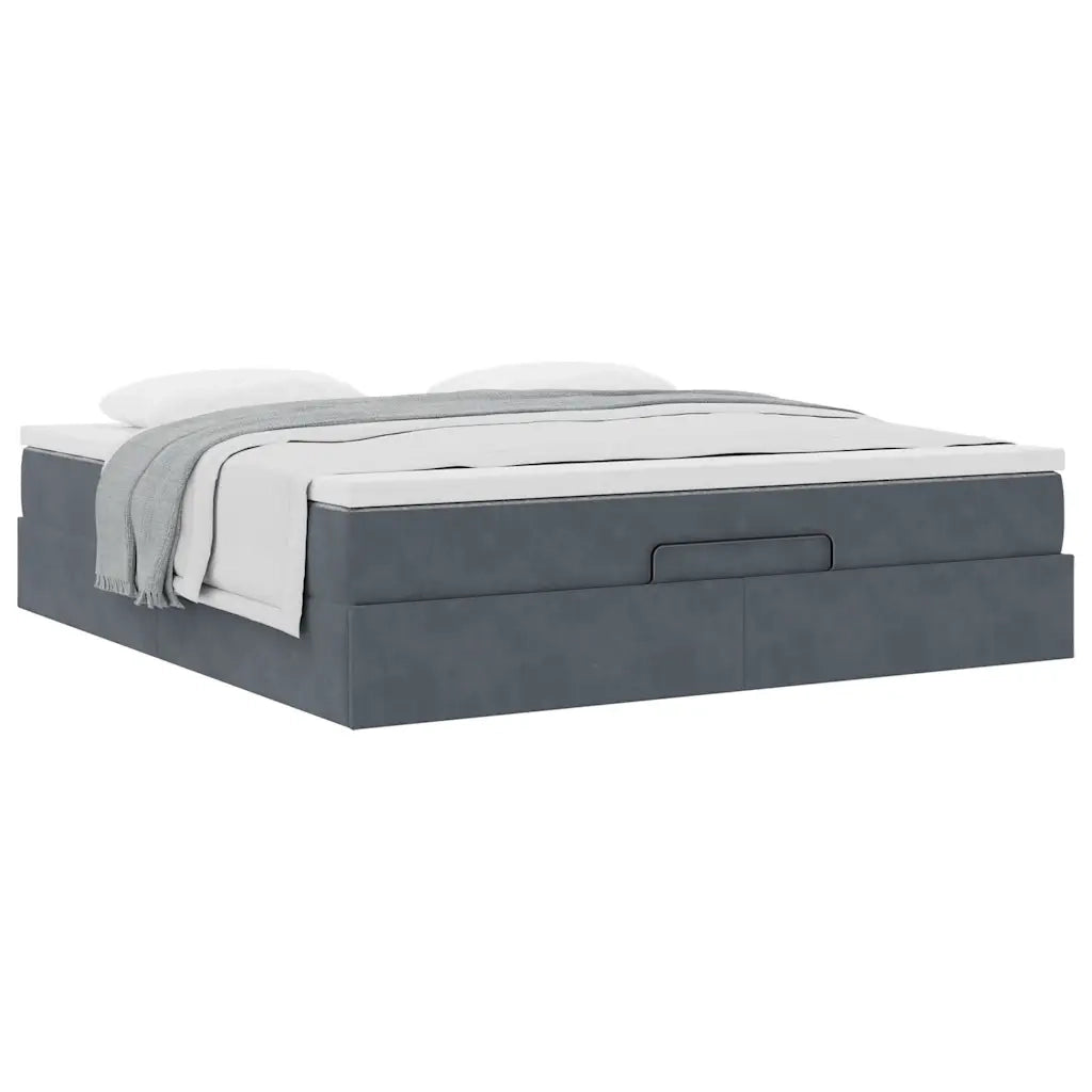 Struttura Letto Pouf con Materasso 160x200 cm in Velluto