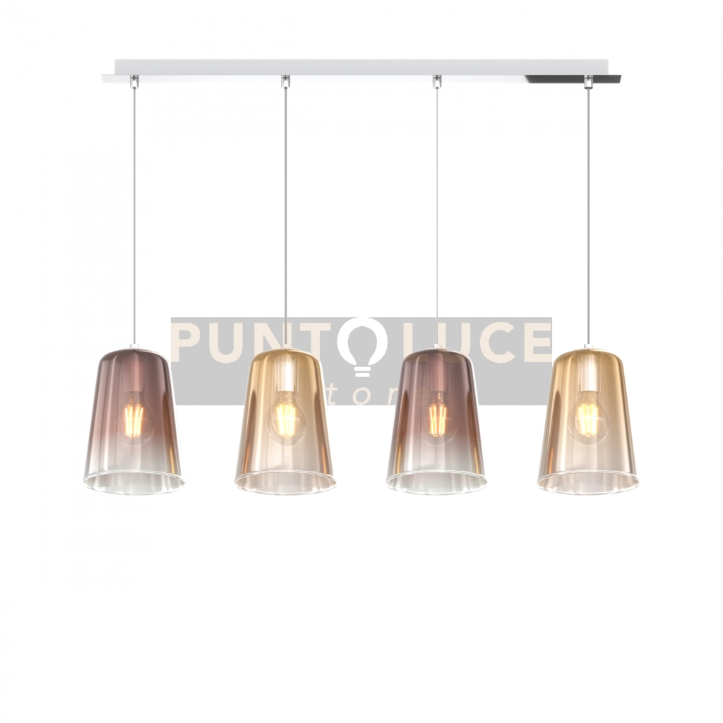 SOSPENSIONE CROMO RETTANGOLARE 4 LUCI (2 AM + 2 RA) 1164CR-S4 R-AR