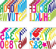 Lettere e Numeri Sticker Autoadesivi, 16 Fogli di 10 cm per Progetti Creativi, Decorazione e Etichette in Molti Colori