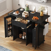 Isola cucina con piano ribaltabile 120x45(70)x95 cm; MDF nero