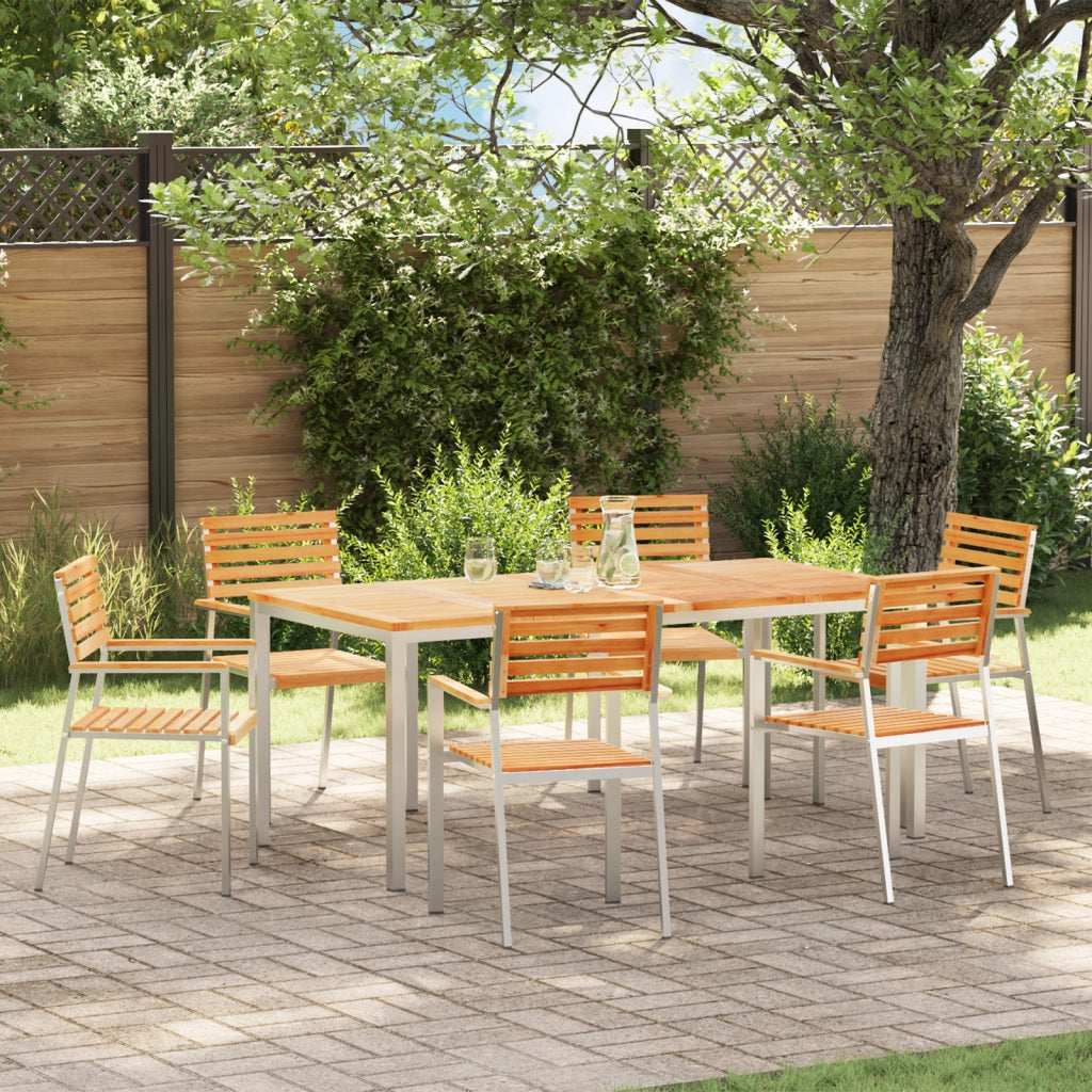 Set da pranzo da giardino da 7 pezzi in legno massello teak