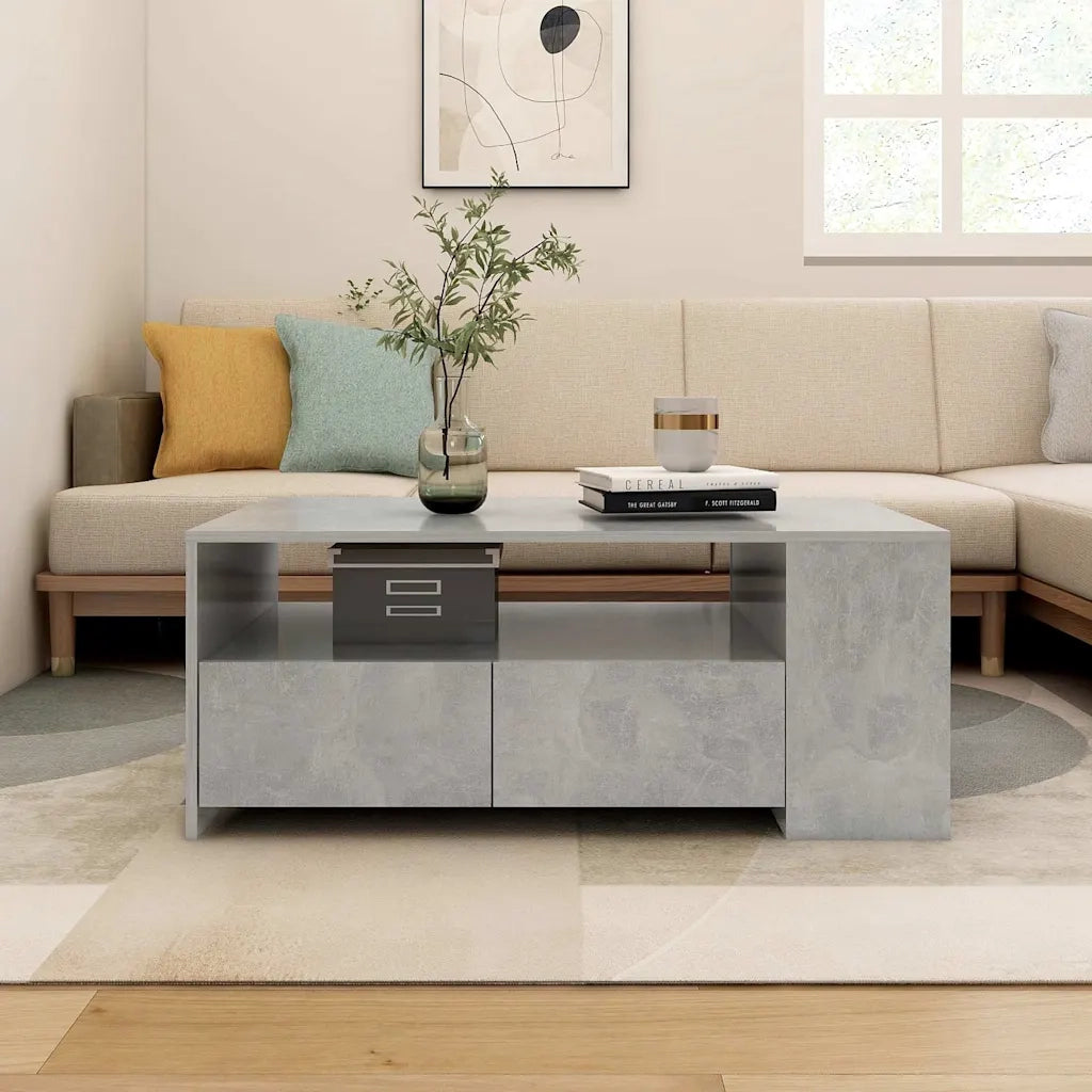 Tavolino salotto | Tavolino da caff¨¨ | Tavolino da Soggiorno Grigio Cemento 102x55x42 cm Legno Compensato