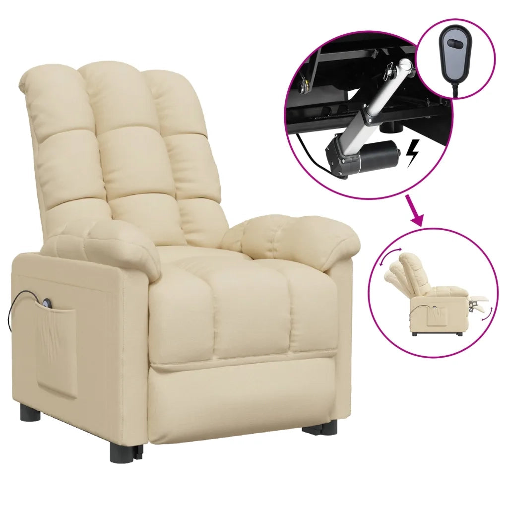 Poltrona Elettrica Reclinabile Crema in Tessuto 3073757