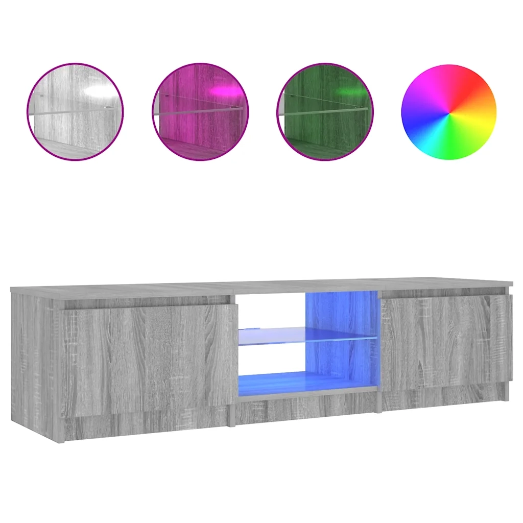 Mobile Porta TV con Luci LED Grigio Sonoma 140x40x36 cm 822682