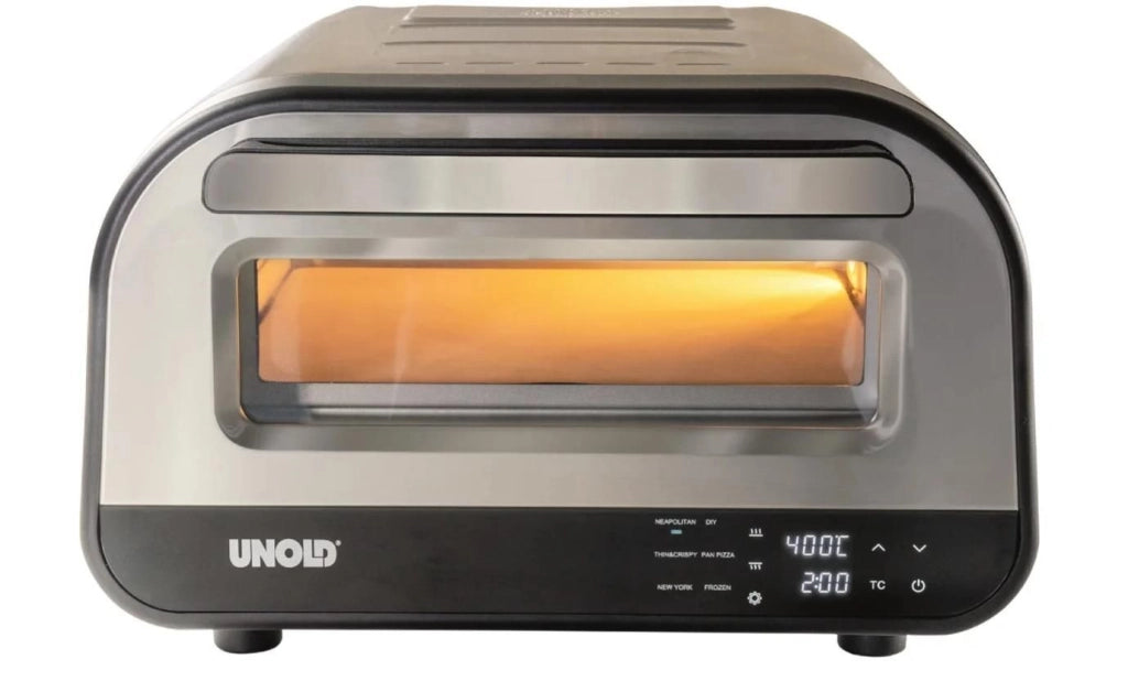 Unold 68816 Luigi Forno per Pizza elettrico 1700W pietra refrattaria cordierite 450°C controllo digitale colore Argento