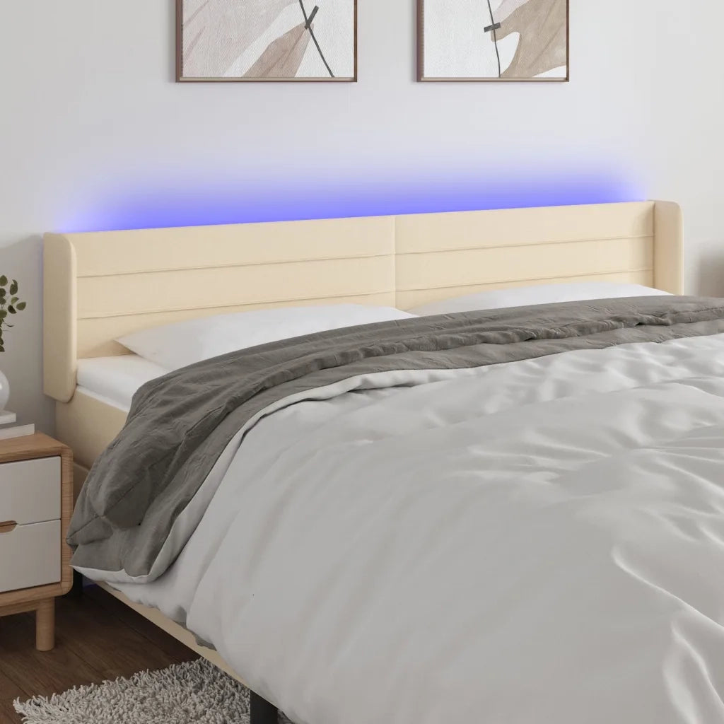 Testiera a LED-Testata con LED Crema 203x16x78/88 cm in Tessuto 862262