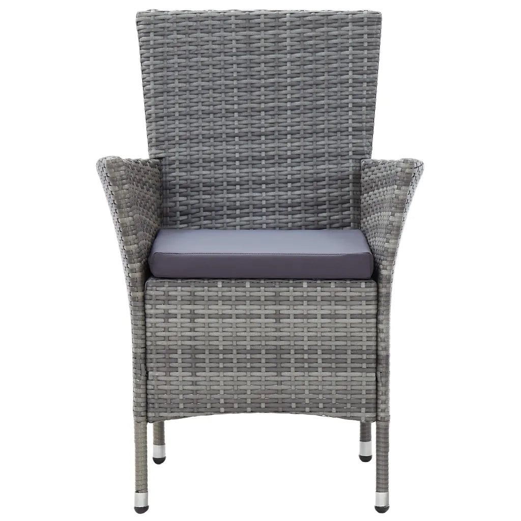 Set da Pranzo per Esterni 7 pz con Cuscini in Polyrattan Grigio 46021