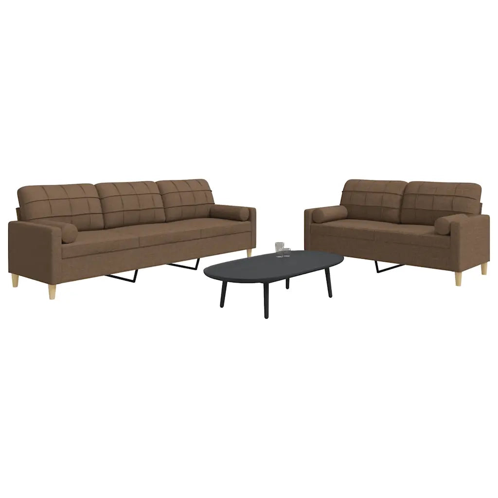 Set di Divani 2 pz con Cuscini Marrone in Tessuto 3278338