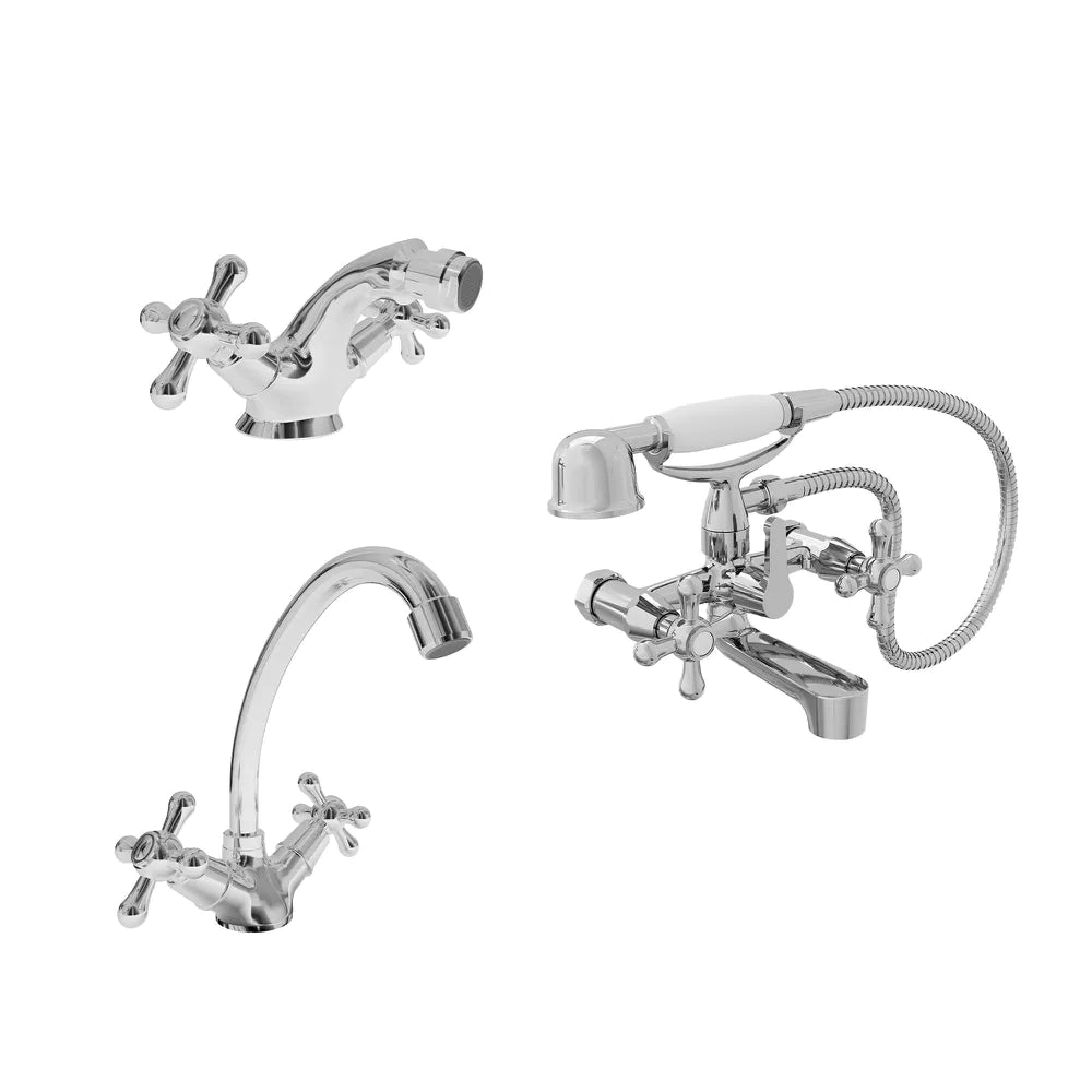Set miscelatori: lavabo alto bidet ed esterno vasca a muro | Julia