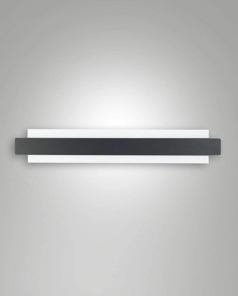 Regolo Lampada da Parete LED Integrato 21W 2150lm 3000K Metallo e Vetro Colore Nero Design Moderno Dimmerabile a Taglio di Fase IP20 Classe 1