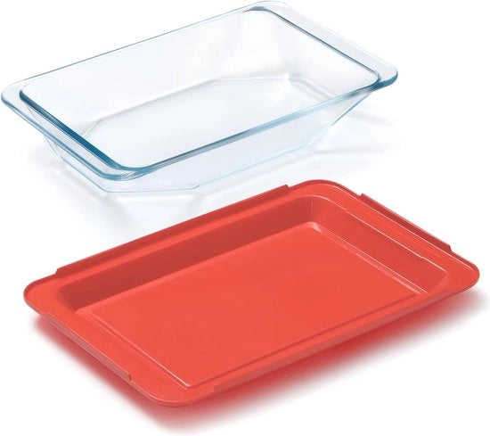 Scatola per forno in vetro borosilicato 1,5L con coperchio - Forma rettangolare per forno