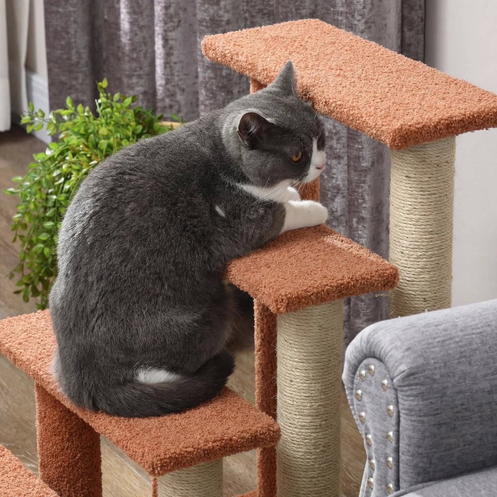 Scala per Gatti 4 Gradini ¨C Zephmum ¨C Marrone 60x40x64 cm
