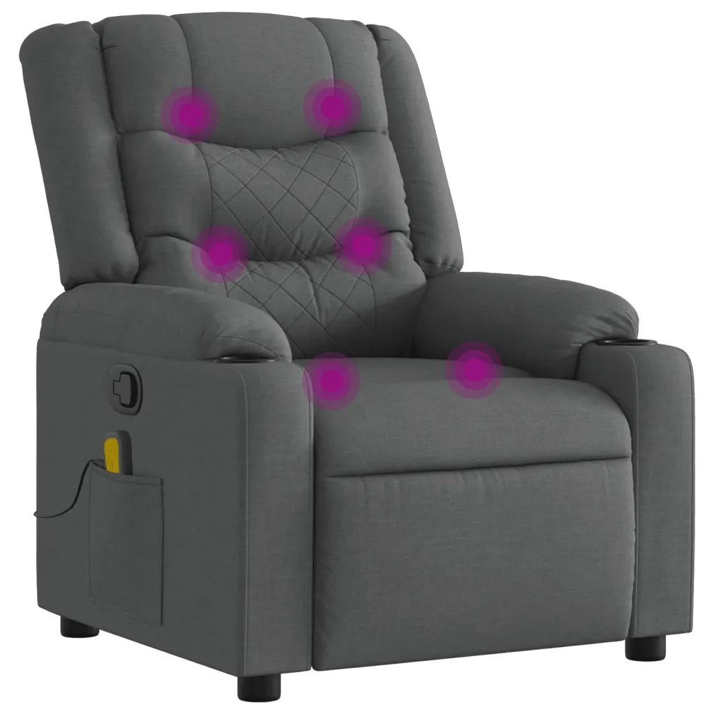 Divano Sedia-Poltrona reclinabile massaggiante in Tessuto Grigio Scuro 195009