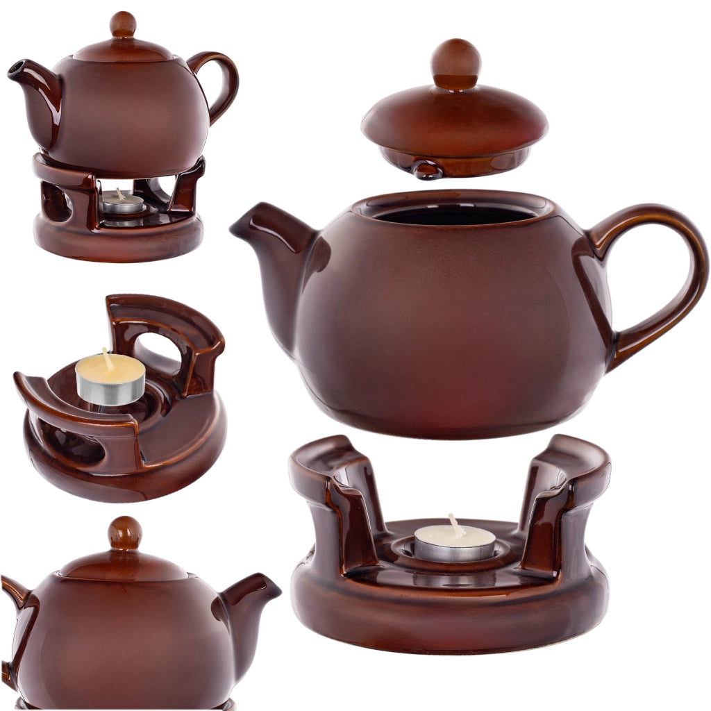 Teiera KADAX con scaldavivande, 1 litro, in ceramica, ideale come regalo.
