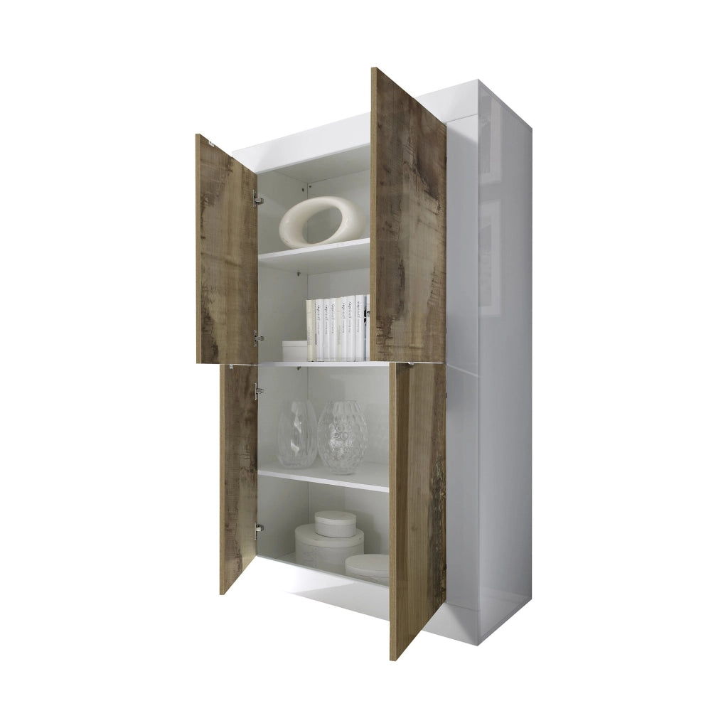 Madia Sampeyre, Credenza 3 Ripiani, 101.4x42x161.2h cm Bianco Lucido