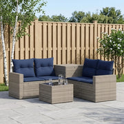 Set di divani 6 pz Grigio e Blu Navy Rattan sintetico e Acciaio 3447405