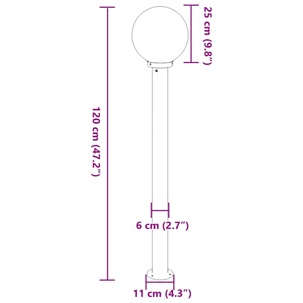 Lampioni a palo 3 pz 120 cm Acciaio Inox IP44 4006098