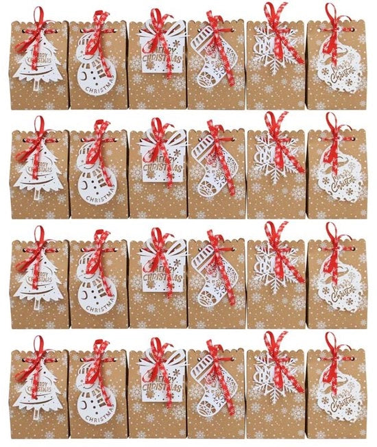 24 confezioni di contenitore per dolci di Natale con cartoncino di neve e fiocco di neve