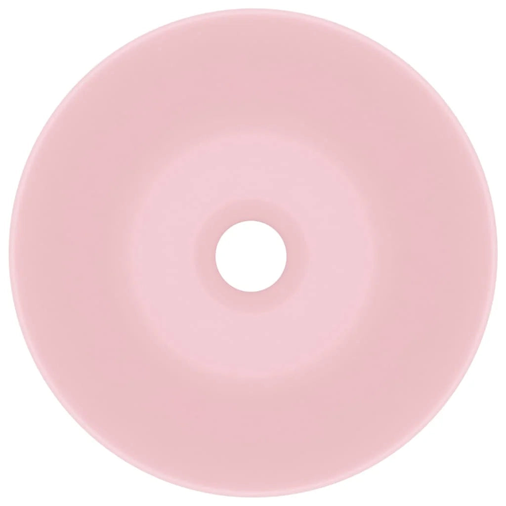 Lavandino rotondo per bagno lavabo da appoggio lavabo per WC lavello da cucina lavabo per sala trucco ceramica per interni 28 cm rosa opaco 02_0002719