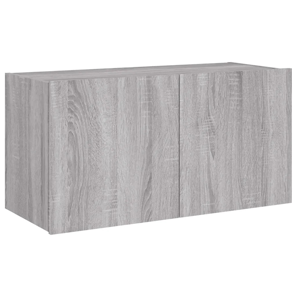 Mobile TV a Parete con Luci LED Grigio Sonoma 80x35x41 cm 837321