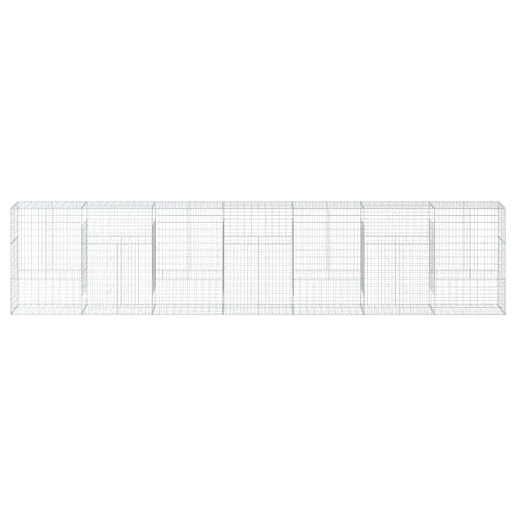 Gabbione recinto a gabbia muro di contenimento con coperchio 700 x 50 x 150 cm ferro zincato argento 02_0040194