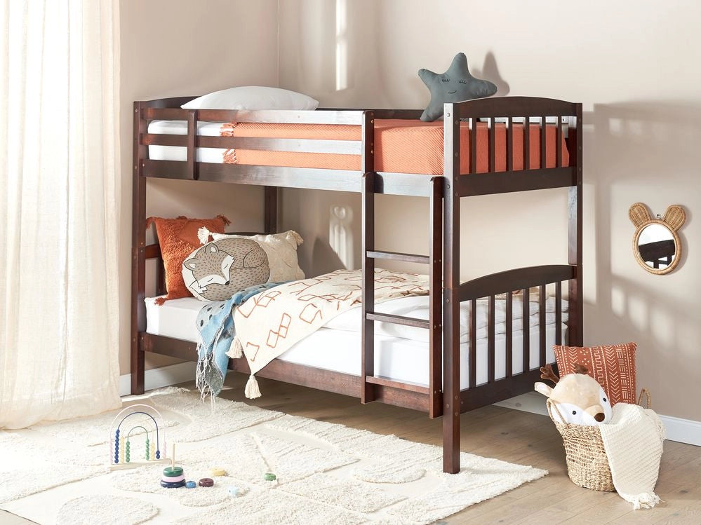 Letto a castello letto doppio in legno di pino scuro 90 x 200 per bambini cameretta
