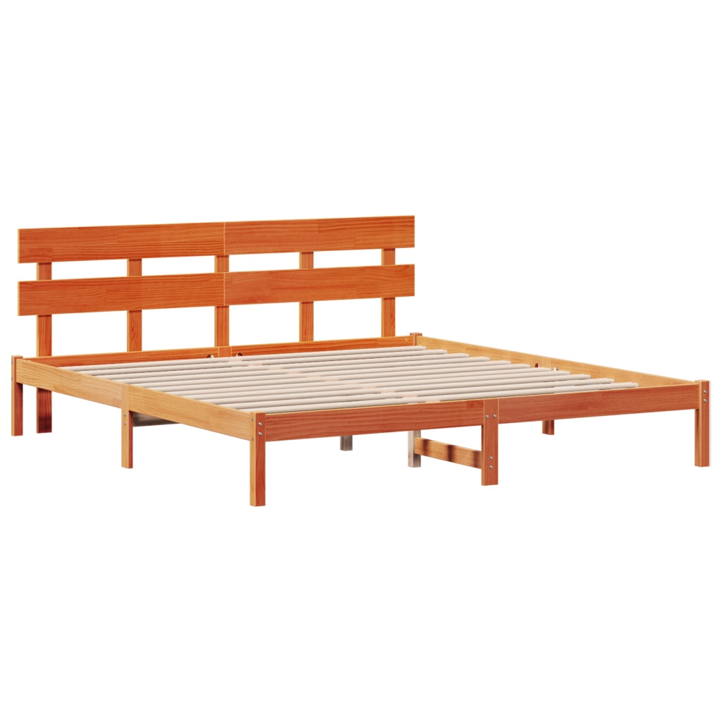 Struttura Letto in Pino Marrone Cerato Marrone Cerato Legno Massello di Pino