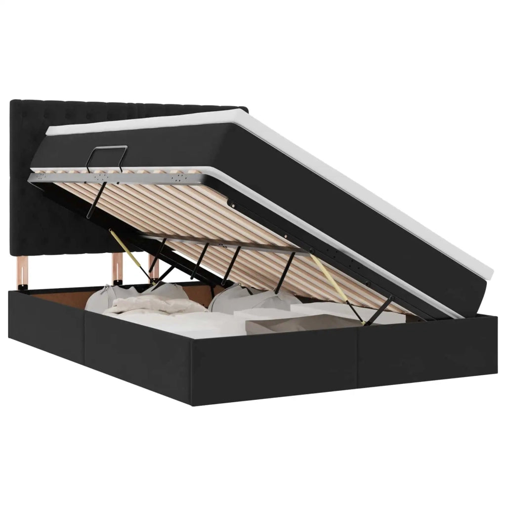 Letto con contenitore e materasso Nero 140 x 200 cm Velluto