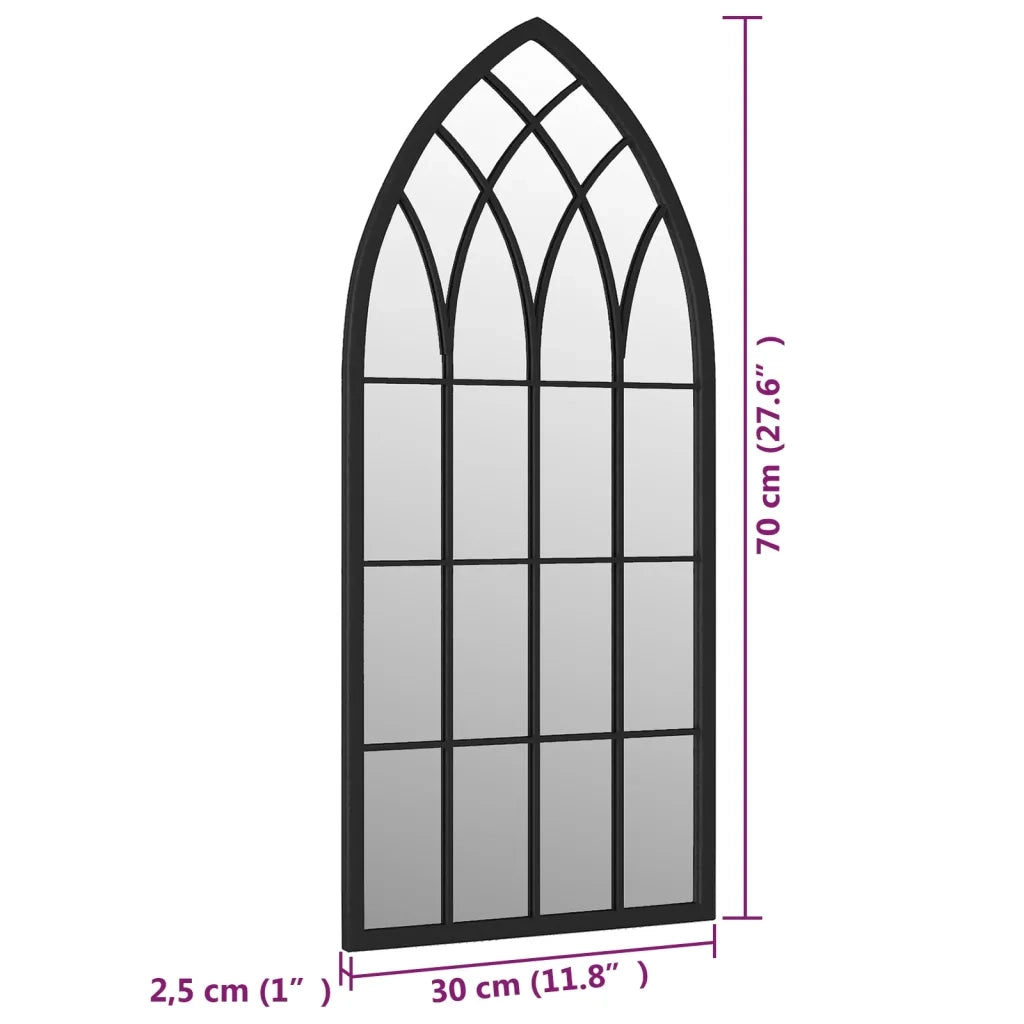 Specchio da Giardino Nero 70x30 cm in Ferro per Uso Esterno 318344
