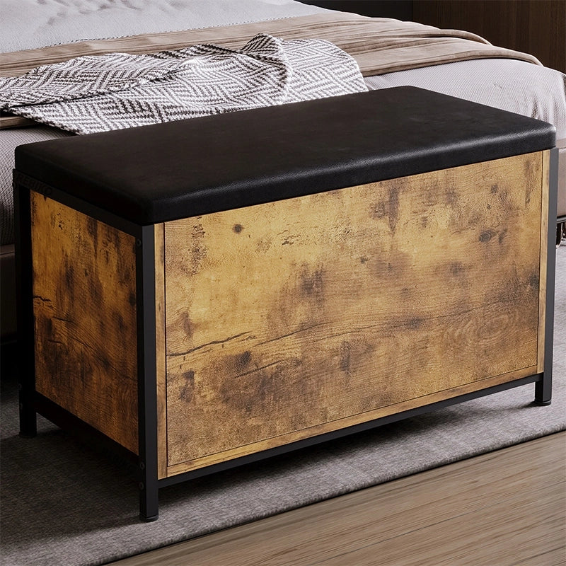 Cassapanca color bronzo per camera da letto, panca con seduta in stile rustico, capiente, 80 cm