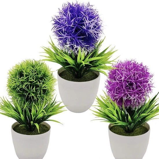 Coltivazione artificiale di Buxus - Topiary 3 pezzi - Piantine artificiali per interni - Coltivazioni artificiali con vasi - Decorazione per ufficio/balcone - Materiali di alta qualità