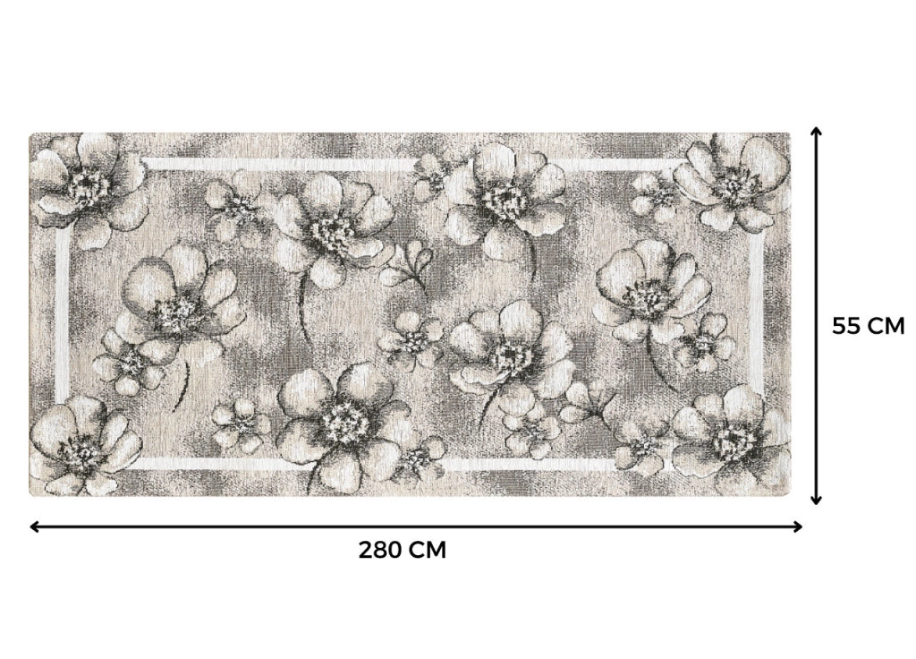 Tappeto Passatoia Cucina Corsia Retro Antiscivolo Disegno Emily By Suardi - 55x280 - Grigio