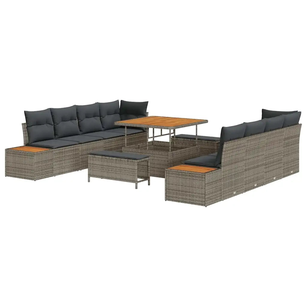 Set Divano da Giardino 11 pcs Grigio polyrattan