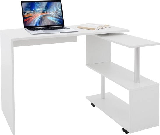 Scrivania con quattro ruote 150x88x75 cm bianca in MDF ML design