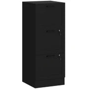 Cassettiera compatta con 3 cassetti, serrature e guide regolabili, 40 x 40 x 101 cm, nero