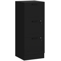 Cassettiera compatta con 3 cassetti, serrature e guide regolabili, 40 x 40 x 101 cm, nero