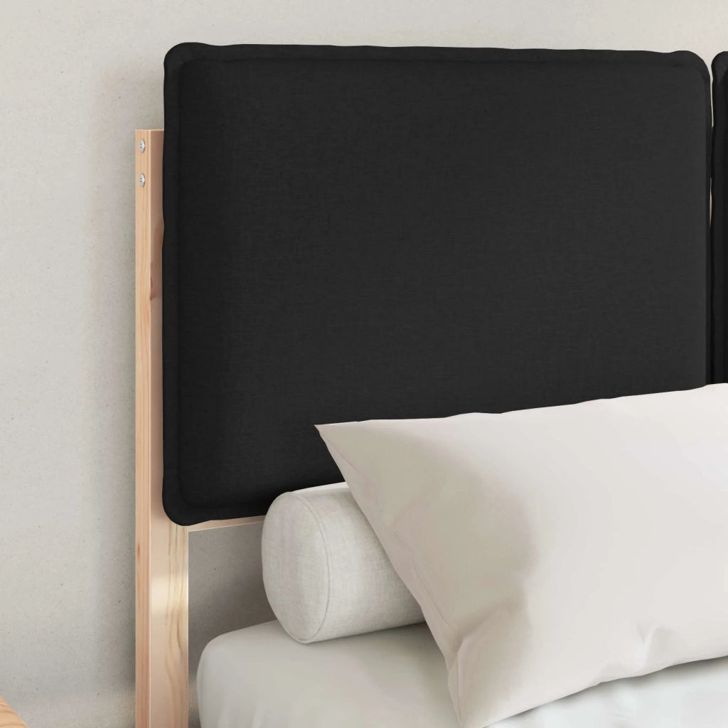 Letto con Testiera Rivestita Nero 120 x 200 cm Pino massello