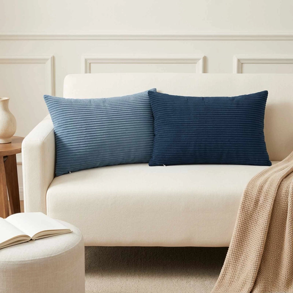 Federa 6 pz HEERLEN Blu 40 x 60 cm corduroy 909218