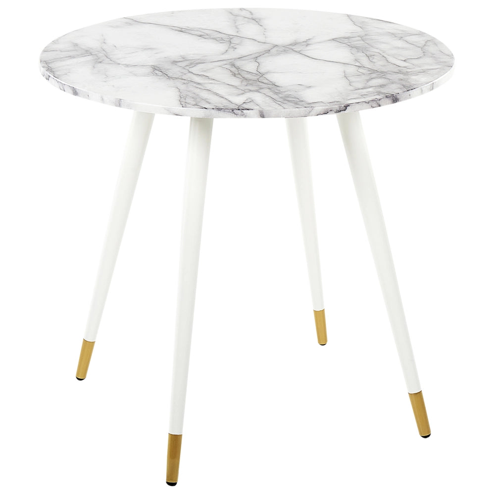 Tavolo da pranzo bianco dorato 80 cm mdf marmo gambe in metallo soggiorno sala da pranzo elegante