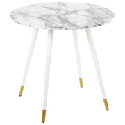 Tavolo da pranzo bianco dorato 80 cm mdf marmo gambe in metallo soggiorno sala da pranzo elegante