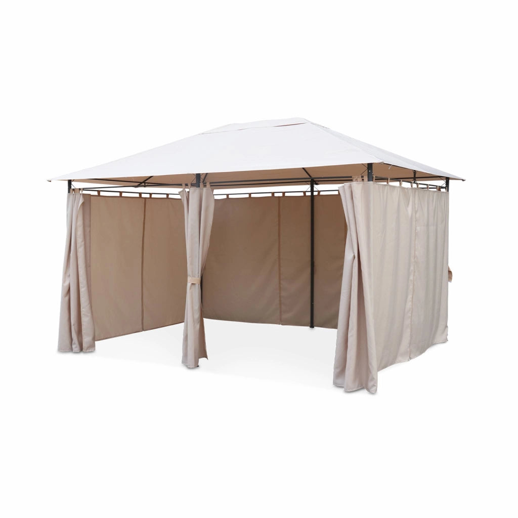 Gazebo da giardino 3x4m struttura in alluminio con tende scorrevoli,