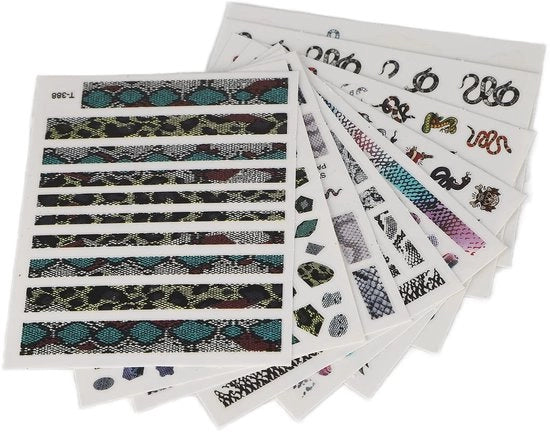 Stickers per unghie a forma di serpente - Sostituzione autocolante - Sicuri e non tossici - 9 fogli - Arte unghie unica - Facili da utilizzare