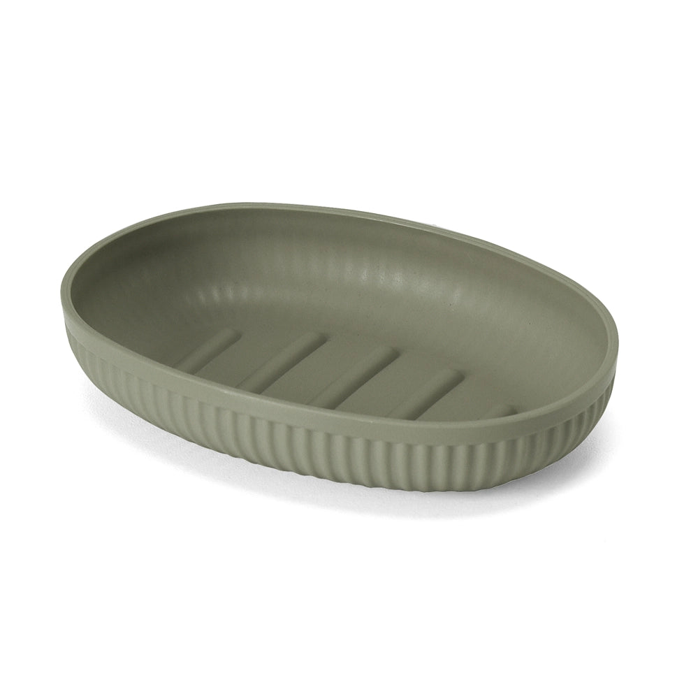 Porta saponetta da appoggio verde in plastica rigida cannettata Arizona