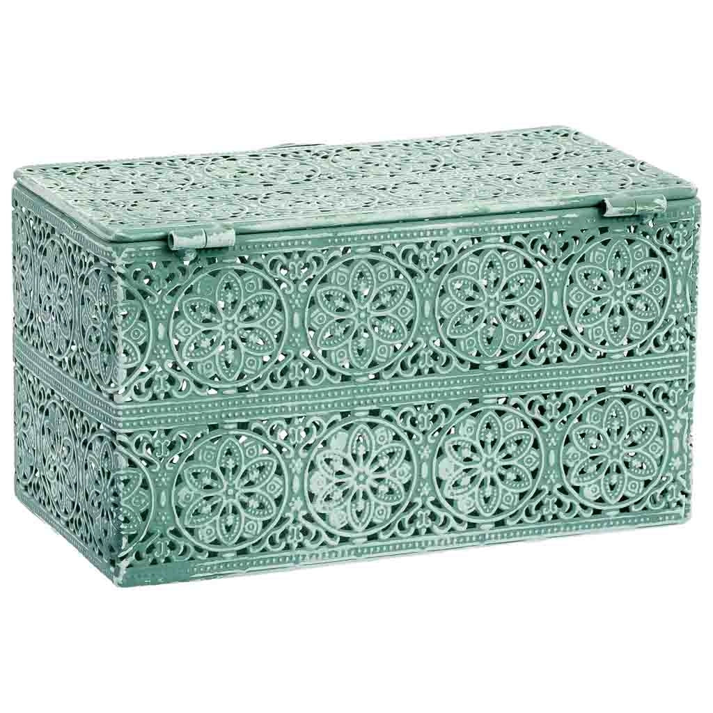 Scatola in metallo verde 20.5x12.5x11.5h cmh cm